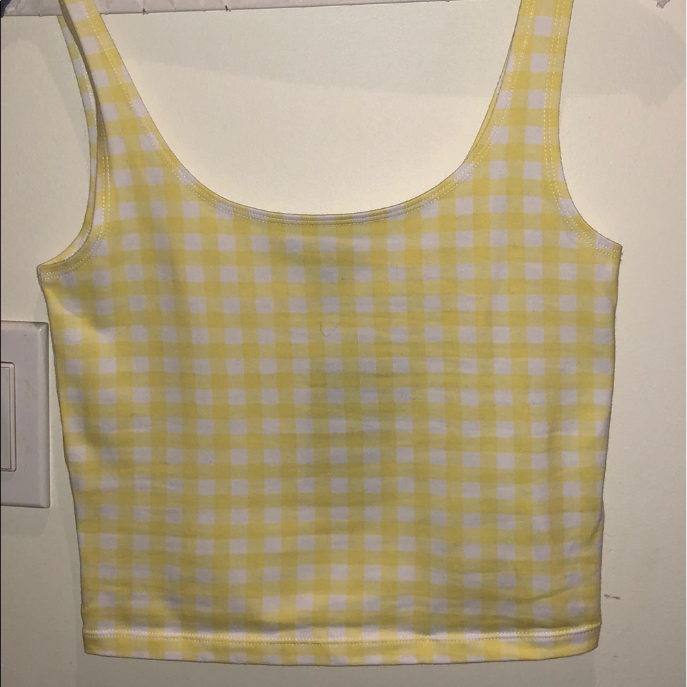 Yellow Gingham Cropped Tank Top